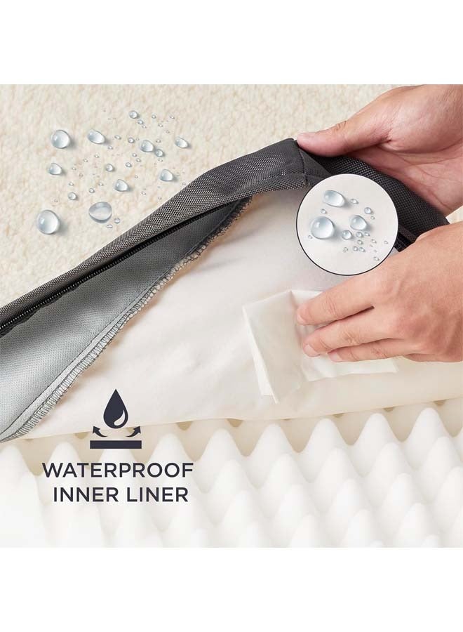 سرير للكلاب الكبيرة - سرير قفص تقويمي كبير للكلاب من القطيفة مع بساط سرير للحيوانات الأليفة من الإسفنج على شكل قفص بيض، غطاء قابل للإزالة والغسل، مناسب للكلاب حتى (أبيض، XL: 112*81*7.5 سم) - Image 5